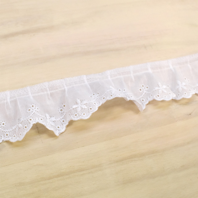 綿ギャザーレース(MO46) 約3cm幅 1.白 07Ac99_