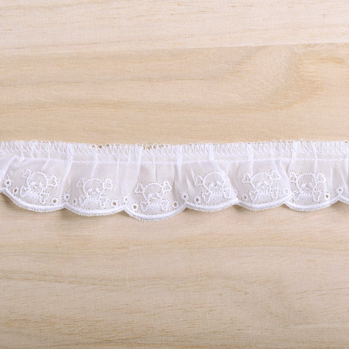 綿ギャザーレース ドクロ(MYS-8) 約2cm幅 1.白 07Ac99_