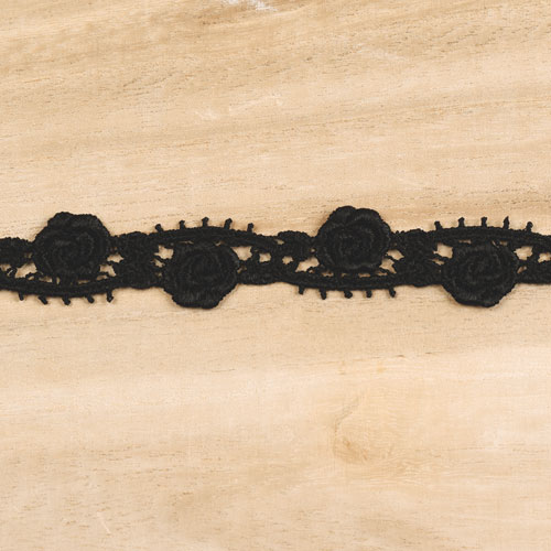 ケミカルレース バラ小(MYS-34) 約2cm幅 3.黒 07Ac99_