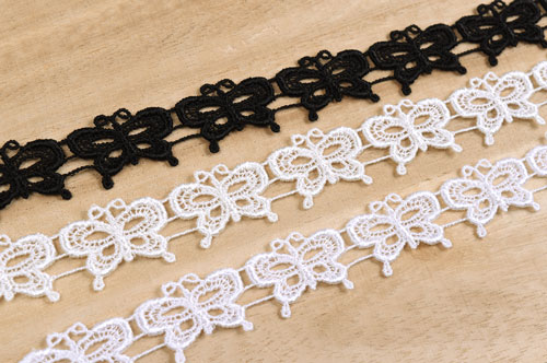 ケミカルレース 蝶/大(MYS-5) 約2cm幅 2.オフ白 99Zz99_