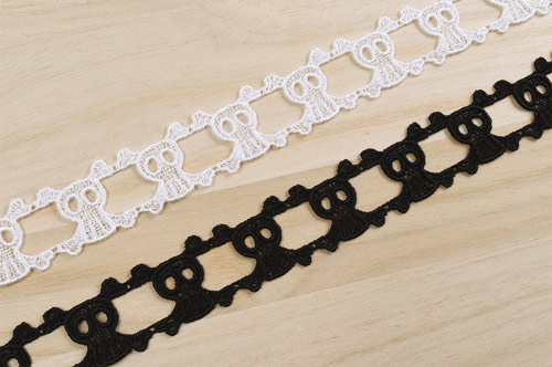 ケミカルレース ドクロ(MYS-6) 約3.5cm幅 1.白 07Ac99_