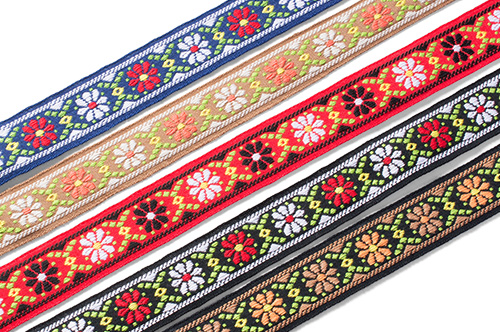 チロリアンテープ レトロフラワー(344-920) 25.赤×白黒フラワー 07Ab99_