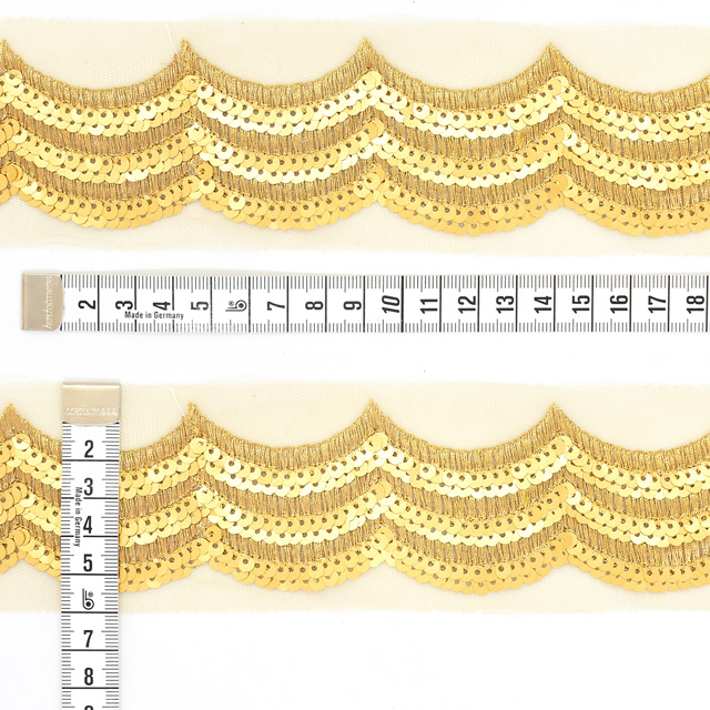 インド製刺繍リボン ゴールデンスカラップ(38) 1m入り 2.ゴールド 07Ab99_