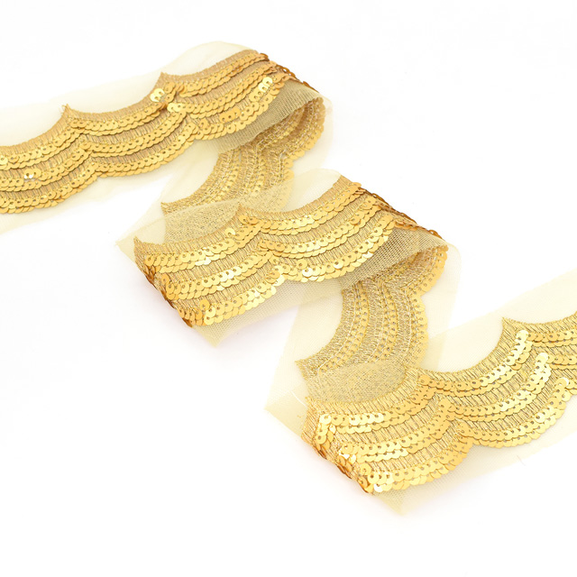 インド製刺繍リボン ゴールデンスカラップ(38) 1m入り 2.ゴールド 07Ab99_