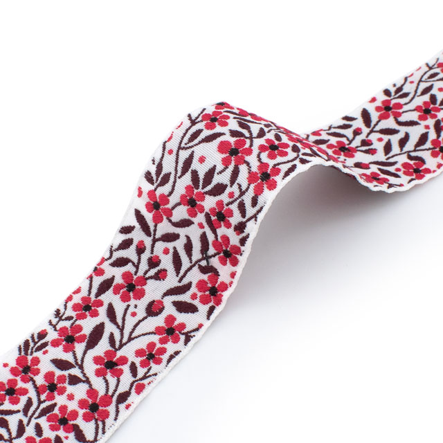 KAFKA-カフカリボン- 小さな勿忘草 約25mm幅×50cmカット(HC-P100478-40-50) 40.ホワイト/レッド/ワインレッド 07Aa99_