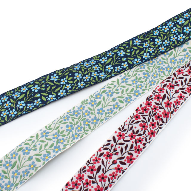 KAFKA-カフカリボン- 小さな勿忘草 約25mm幅×50cmカット(HC-P100478-40-50) 40.ホワイト/レッド/ワインレッド 07Aa99_