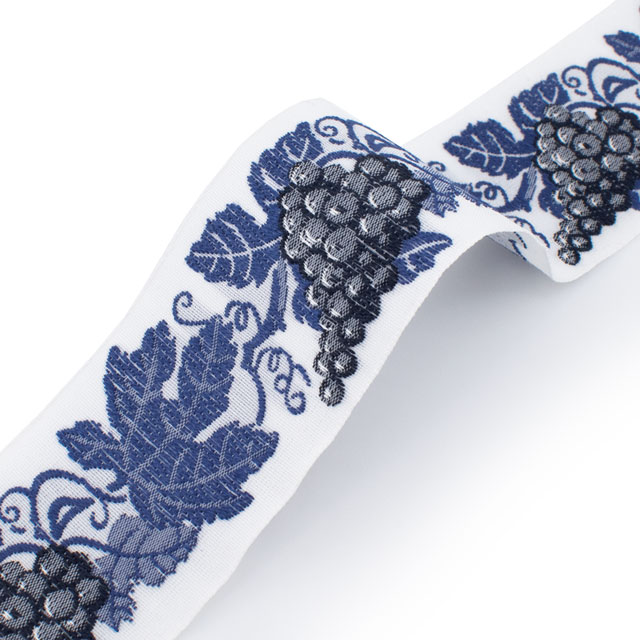 KAFKA-カフカリボン- ぶどう 約32mm幅×50cmカット(HC-P100417-01-50) 01.ホワイト/ブルー 07Aa99_