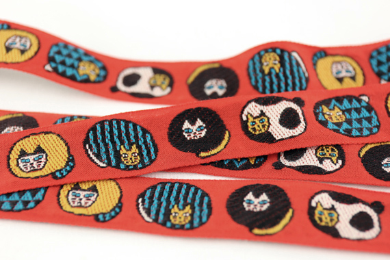 レピヤンリボン オリジナルチロル まんまる猫リボン (105-13-12) 25mm レッド 07Ab99_