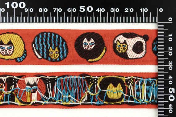 レピヤンリボン オリジナルチロル まんまる猫リボン (105-13-12) 25mm レッド 07Ab99_