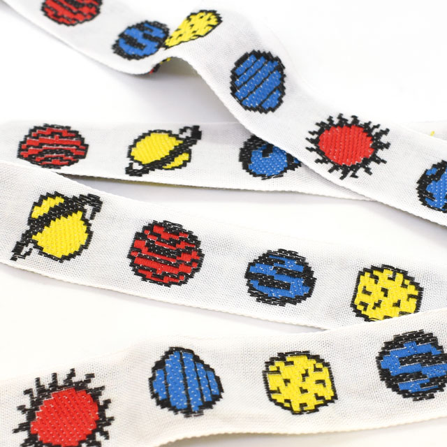 レピヤンリボン オリジナルチロル 惑星(113-11-12) 25mm ホワイト 07Ab99_