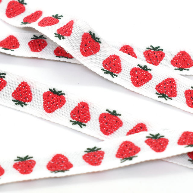 レピヤンリボン オリジナルチロル イチゴ(153-11-12) 12mm ホワイト 07Ab99_