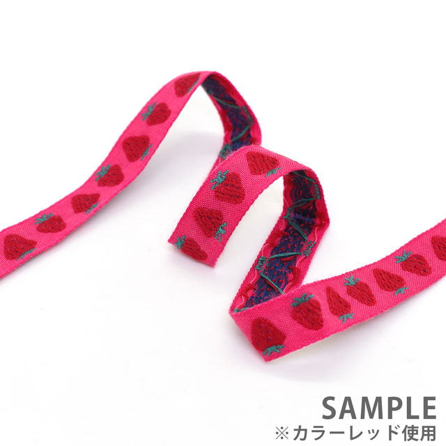 レピヤンリボン オリジナルチロル イチゴ(153-11-12) 12mm ホワイト 07Ab99_