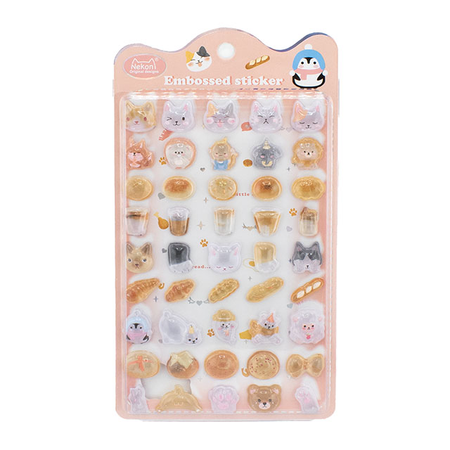 シール Nekoni エンボスステッカー（axl-25-50755） 51422.どうぶつとパン 14Yy88_