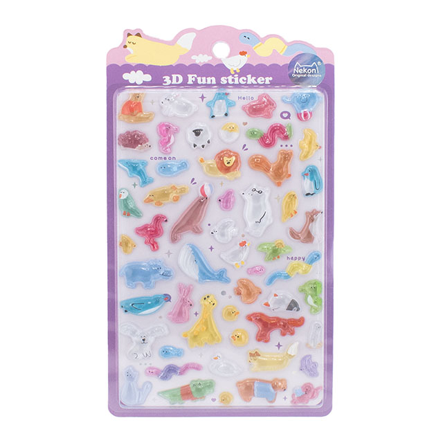 シール Nekoni 3D Fun ステッカー(axl-25-50755) 51428.どうぶつたち 14Yy88_