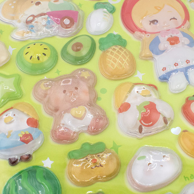 シール Kirakoko エンボスステッカー(axl-25-50755) 16134.女の子と動物:グリーン 14Yy88_