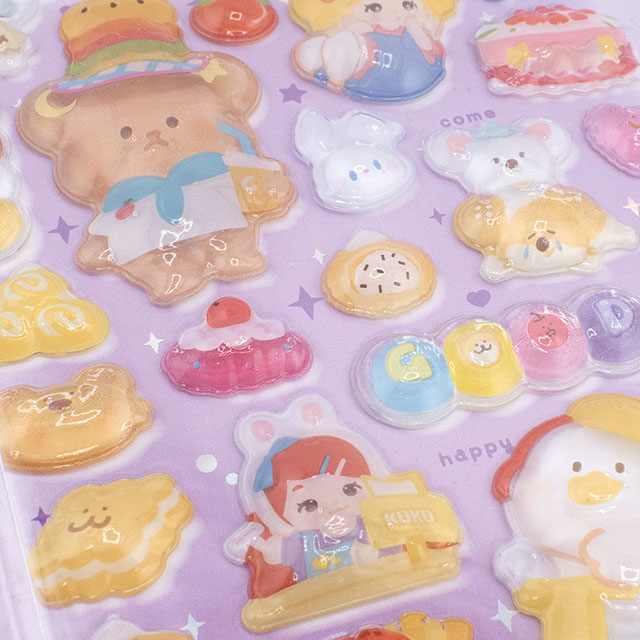 シール Kirakoko エンボスステッカー(axl-25-50755) 16136.女の子と動物:パープル 14Yy88_