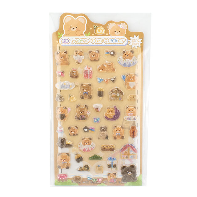 シール 3D Relief Fun ステッカー(axl-25-50768) 90-3.森のくまさん 14Yy88_