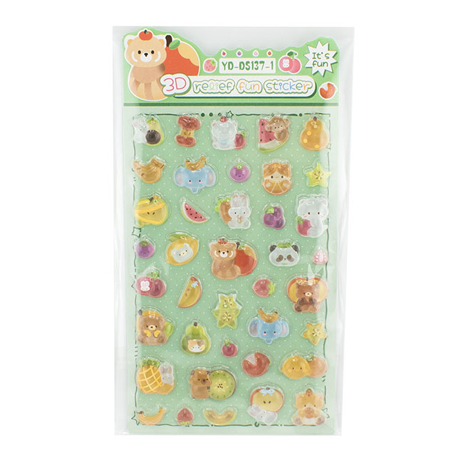 シール 3D Relief Fun ステッカー(axl-25-50768) 137-1.フルーツアニマル 14Yy88_