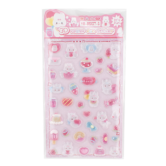 シール 3D Relief Fun ステッカー(axl-25-50768) 137-5.ラブうさぎ 14Yy88_