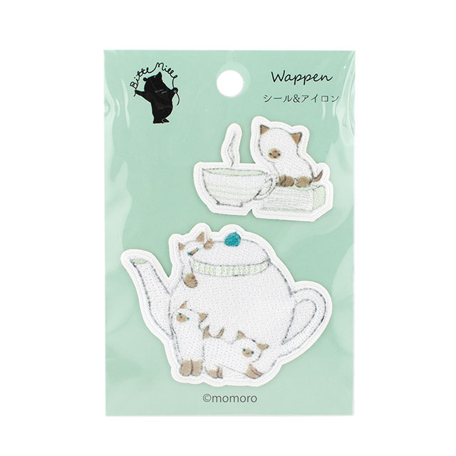 ワッペン Bitte Mitte-ビッテミッテ-（BMW-05） 猫と紅茶 08Bf99_