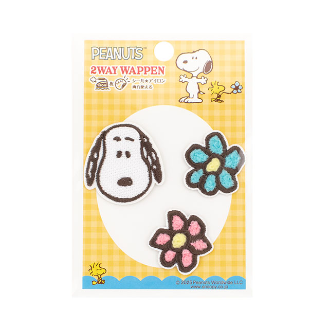 ワッペン PEANUTS-ピーナッツ-(S02Y3577) スヌーピーとお花のセット 08Bf99_