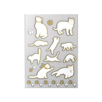 ファブリックステッカー irodo-イロド- キャット2(90100) WH・GD.ホワイト・ゴールド 99Zz99_