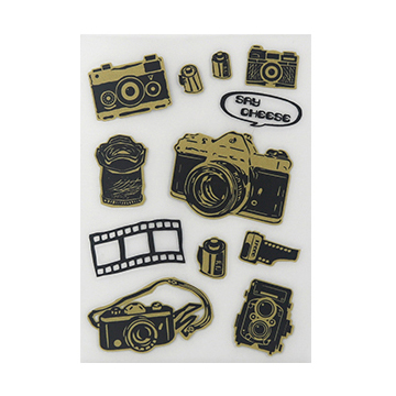 ファブリックステッカー irodo-イロド- カメラ(90108) BK・GD.ブラック・ゴールド 08Bf99_