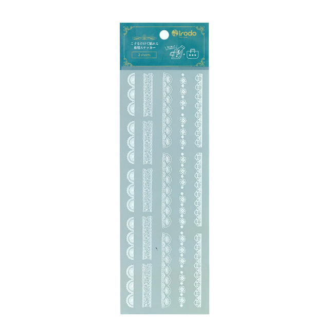 ファブリックステッカー irodo-イロド- ロングレース 2シート入（90163） ホワイト 08Bf99_