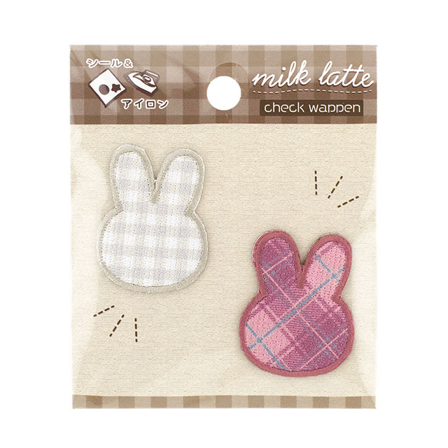 milk latte-ミルクラテ- チェックワッペン(MLCW-02) うさぎ 08Bf99_
