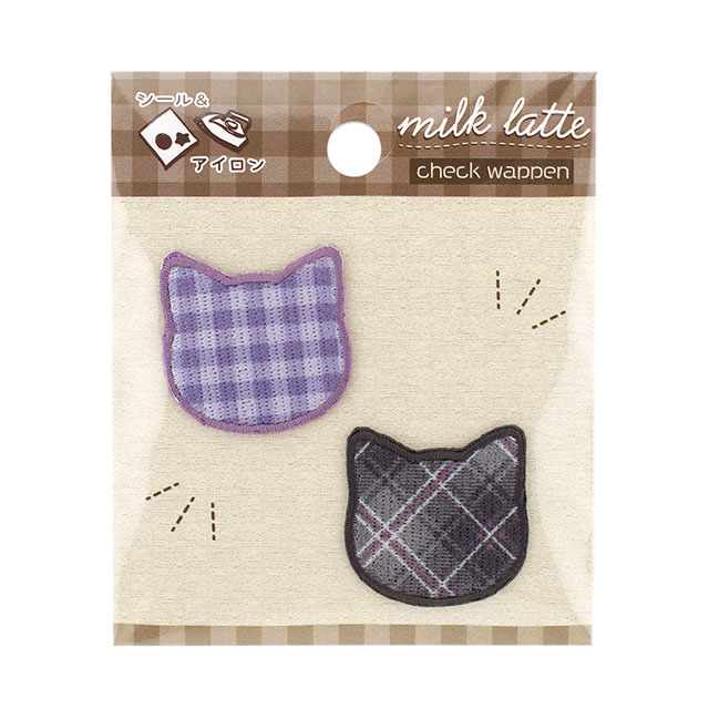 milk latte-ミルクラテ- チェックワッペン(MLCW-03) ねこ 08Bf99_