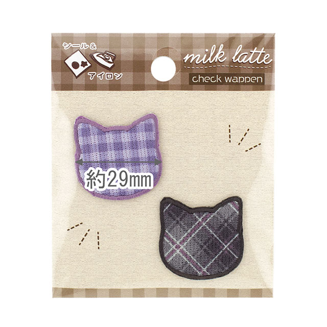 milk latte-ミルクラテ- チェックワッペン(MLCW-03) ねこ 08Bf99_