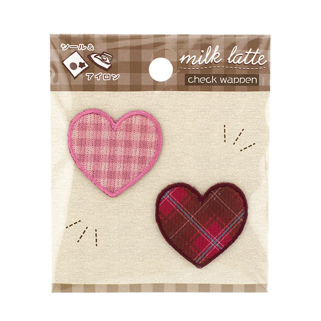 milk latte-ミルクラテ- チェックワッペン(MLCW-04) ハート 08Bf99_