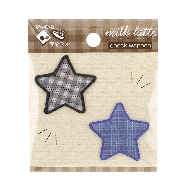 milk latte-ミルクラテ- チェックワッペン(MLCW-05) スター 08Bf99_