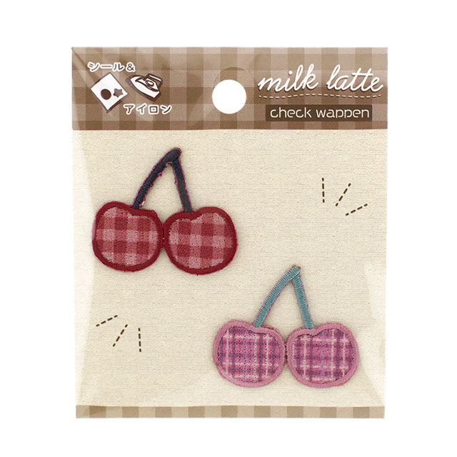 milk latte-ミルクラテ- チェックワッペン(MLCW-06) チェリー 08Bf99_