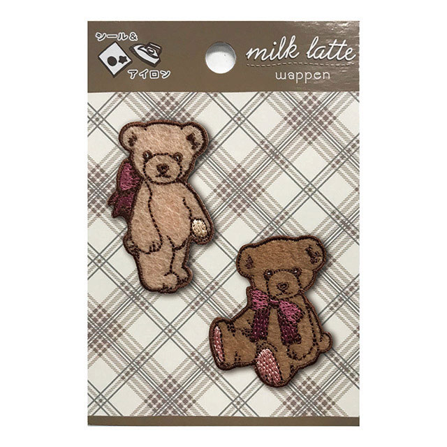 シール&アイロン接着ワッペン milk latte-ミルクラテ- ミルクラテワッペン(MLW-12) くまちゃん 08Bf99_