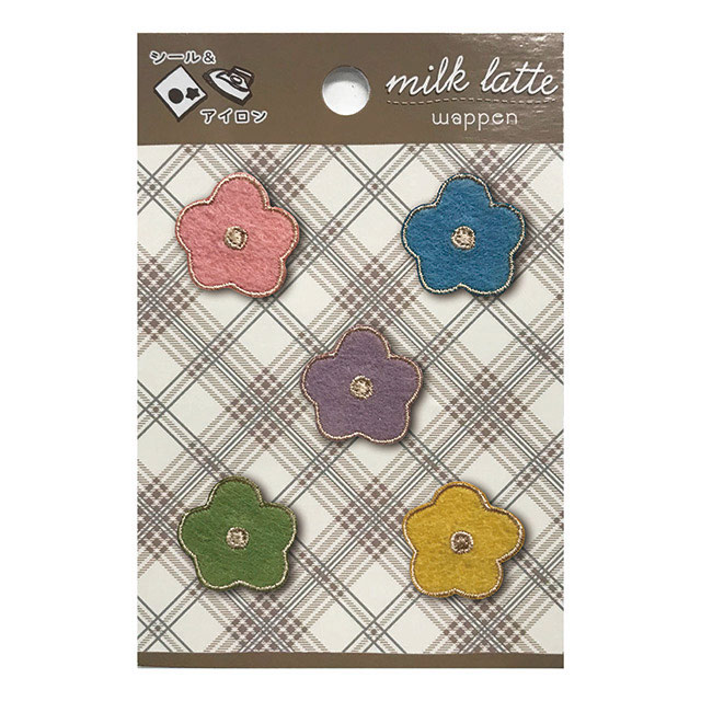 シール&アイロン接着ワッペン milk latte-ミルクラテ- ミルクラテワッペン(MLW-22) フラワー 08Bf99_