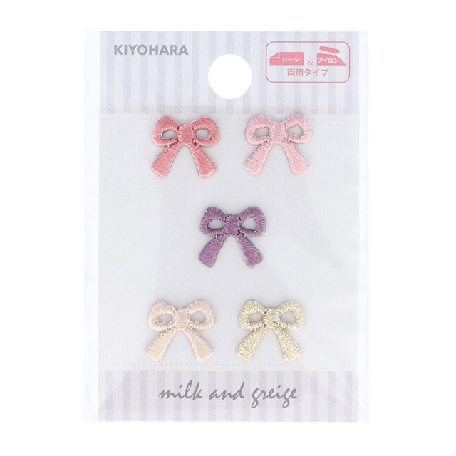 プチワッペン お気に入りシリーズ リボン(MOW885) シール&アイロン接着ワッペン ピンク 08Bf99_