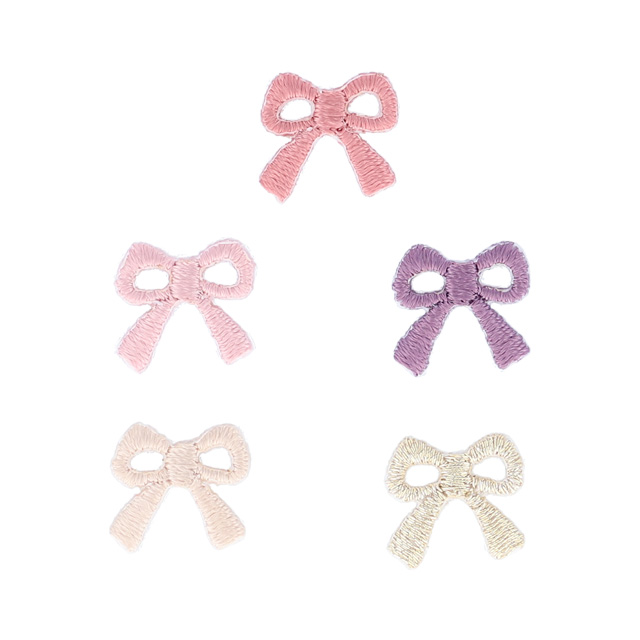 プチワッペン お気に入りシリーズ リボン(MOW885) シール&アイロン接着ワッペン ピンク 08Bf99_