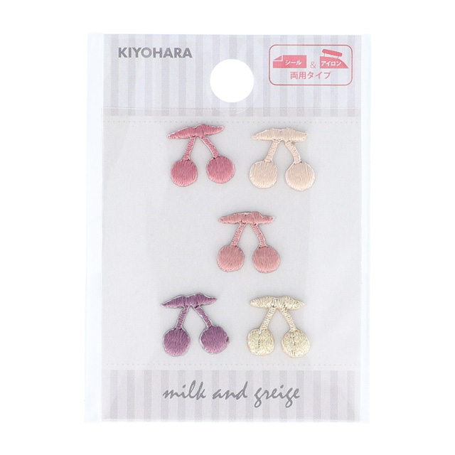 プチワッペン お気に入りシリーズ サクランボ(MOW889) シール&アイロン接着ワッペン ピンク 08Bf99_