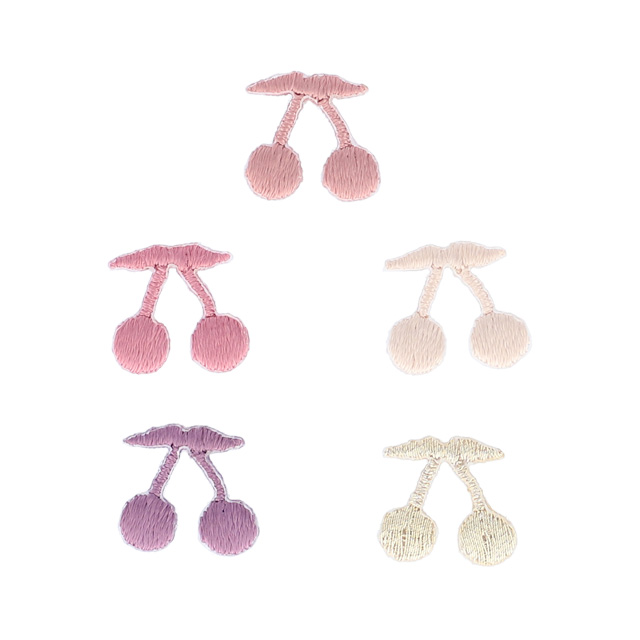 プチワッペン お気に入りシリーズ サクランボ(MOW889) シール&アイロン接着ワッペン ピンク 08Bf99_