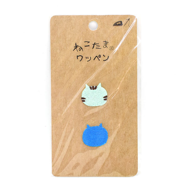 ねこたまワッペン(NTW3) アイロン接着ワッペン ミントトラ・水色 08Bf99_