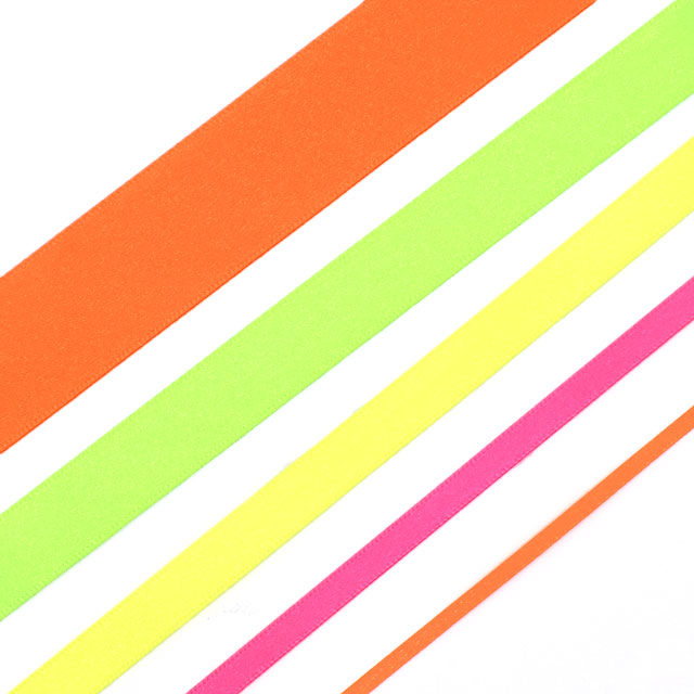 ネオンカラーサテンリボン(121) 15mm 151.ネオンイエロー 07Aa99_