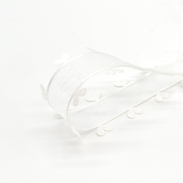 Aハートオーガンジーリボン(1613) 25mm 1.ホワイト 07Aa99_