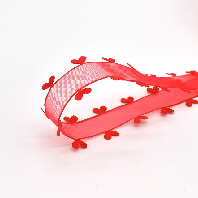 Aハートオーガンジーリボン(1613) 25mm 16.レッド 07Aa99_