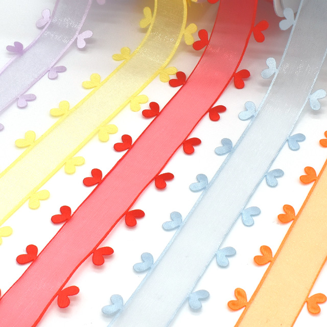 Aハートオーガンジーリボン(1613) 25mm 16.レッド 07Aa99_