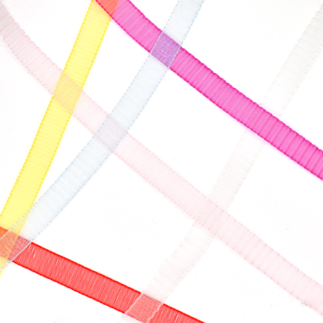 コア プリーツオーガンジーリボン(1910) 10mm col.52.フューシャピンク 07Aa99_