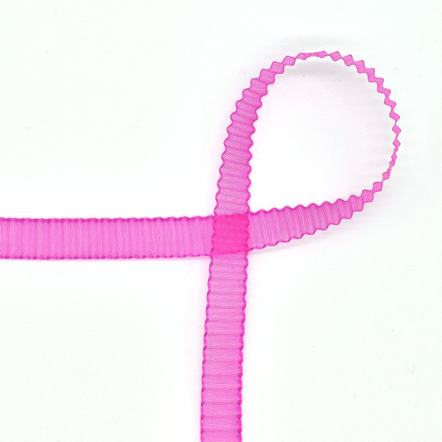 コア プリーツオーガンジーリボン(1910) 10mm col.52.フューシャピンク 07Aa99_