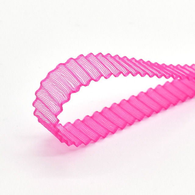 コア プリーツオーガンジーリボン(1910) 10mm col.52.フューシャピンク 07Aa99_