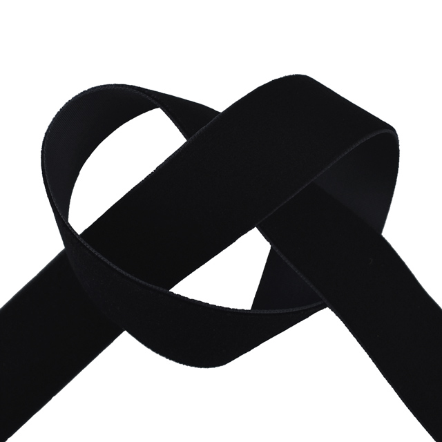 エリート片面ベルベットリボン（205） 25mm 5.ブラック 07Aa99_