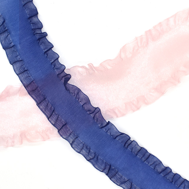 MOKUBA(木馬) フリルオーガンジーリボン(4474) 50mm 27.ラベンダー 07Aa99_